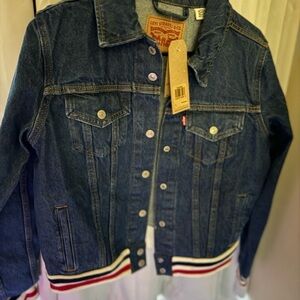 Levi's Blue Denim Jacket with Brown Leather Patch